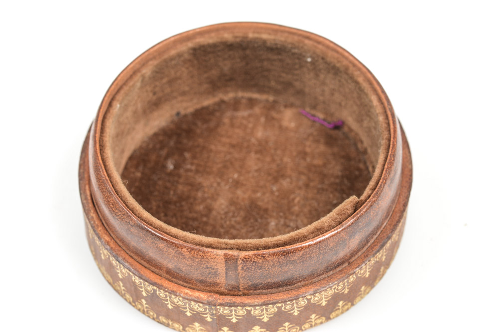 Antique Round Leather Box