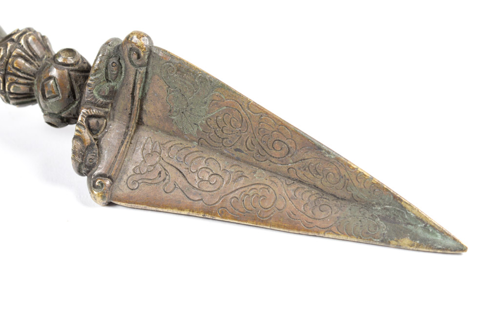 Antique Tibetan Phurba Ritual Dagger with Stand