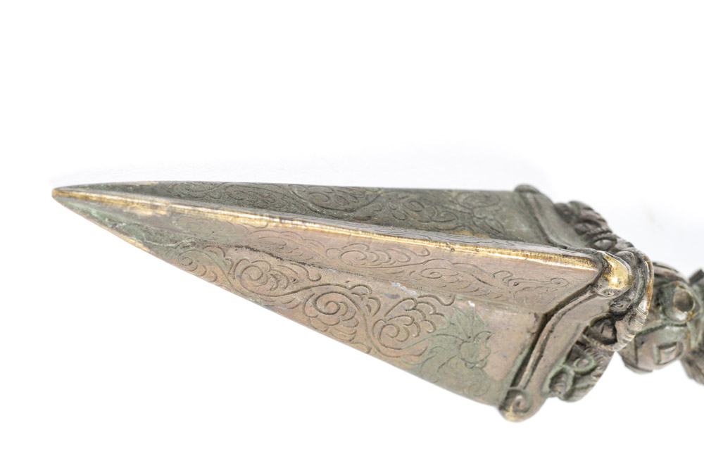 Antique Tibetan Phurba Ritual Dagger with Stand