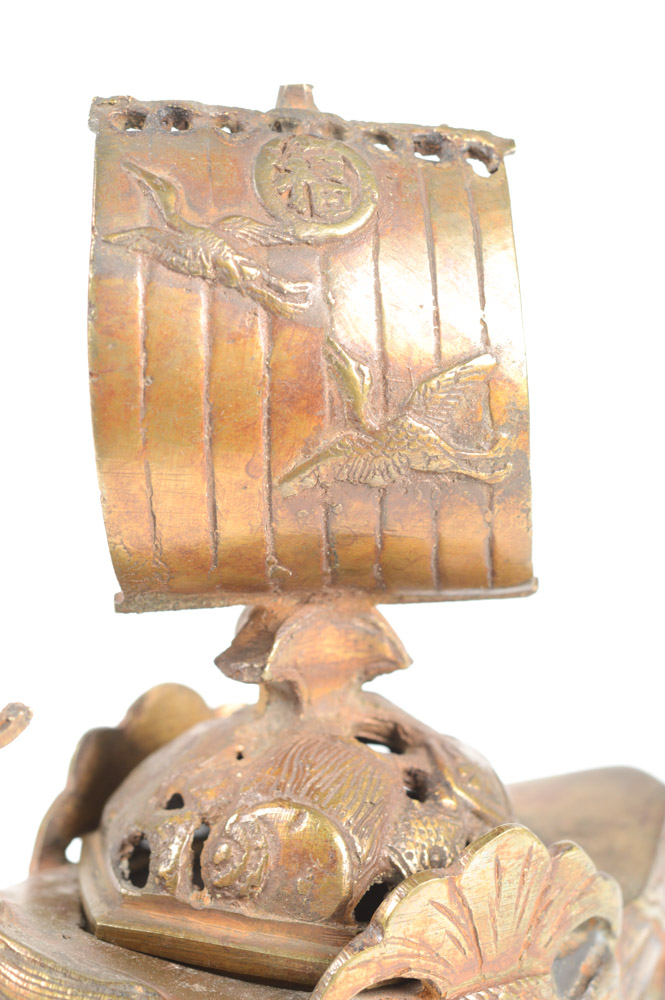 Antique Chinese Brass Dragon Incense Burner