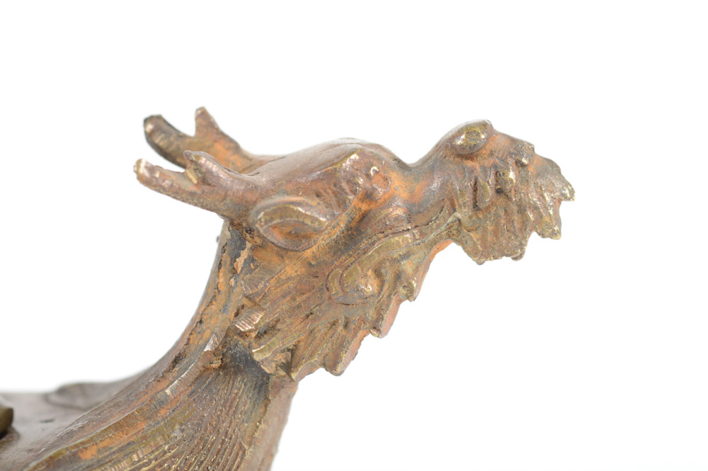 Antique Chinese Brass Dragon Incense Burner