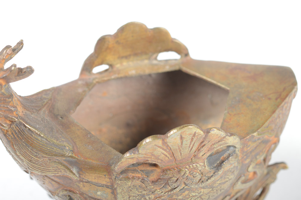 Antique Chinese Brass Dragon Incense Burner