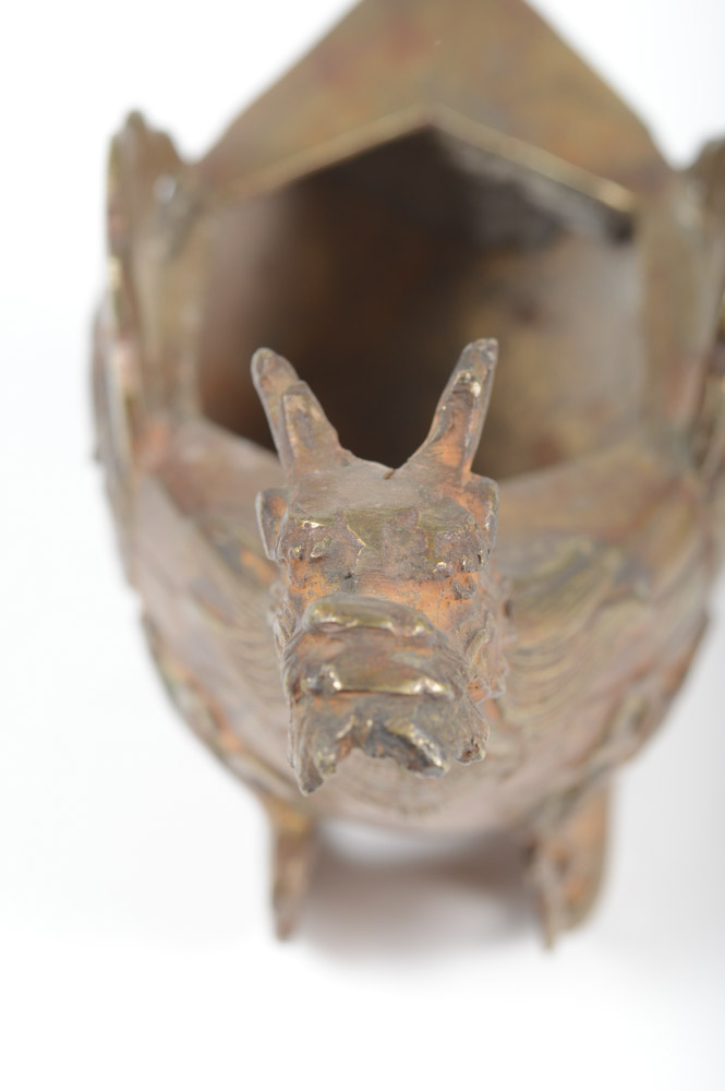 Antique Chinese Brass Dragon Incense Burner