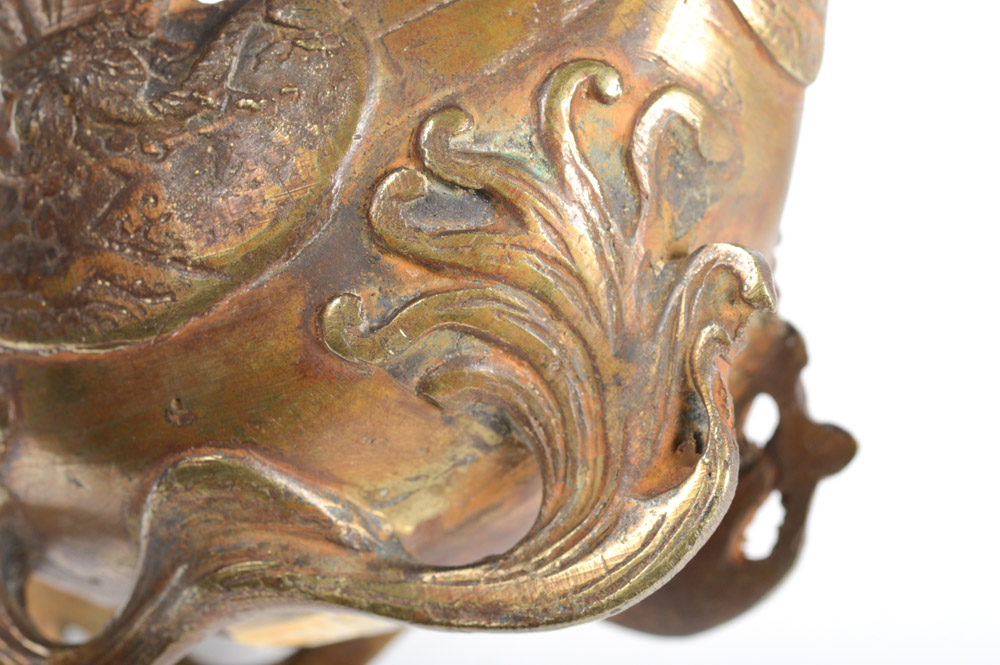 Antique Chinese Brass Dragon Incense Burner