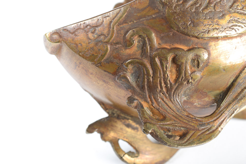 Antique Chinese Brass Dragon Incense Burner