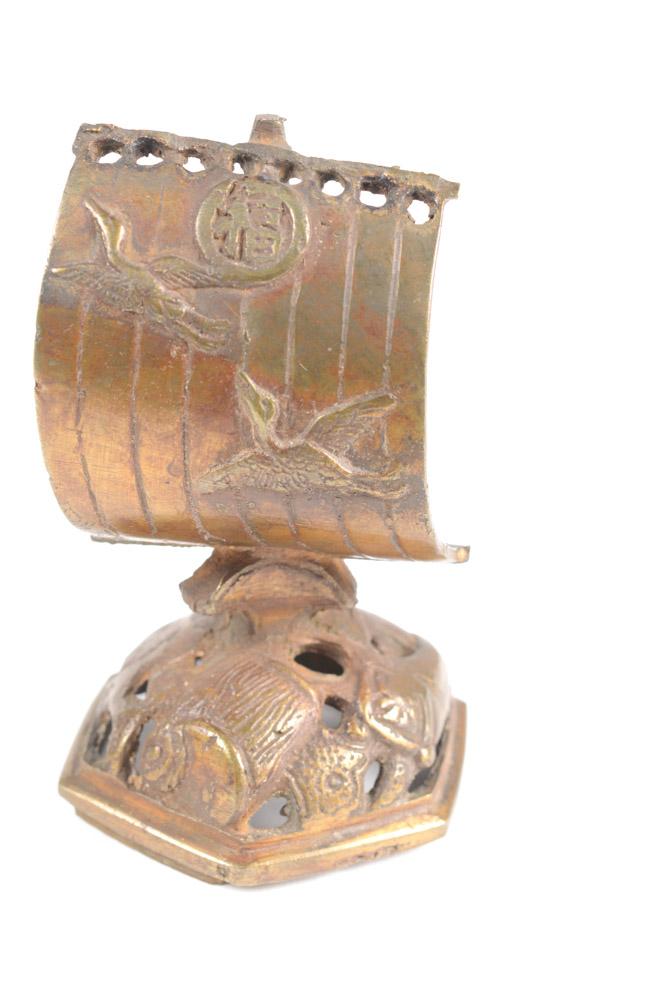 Antique Chinese Brass Dragon Incense Burner