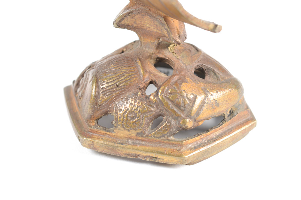 Antique Chinese Brass Dragon Incense Burner