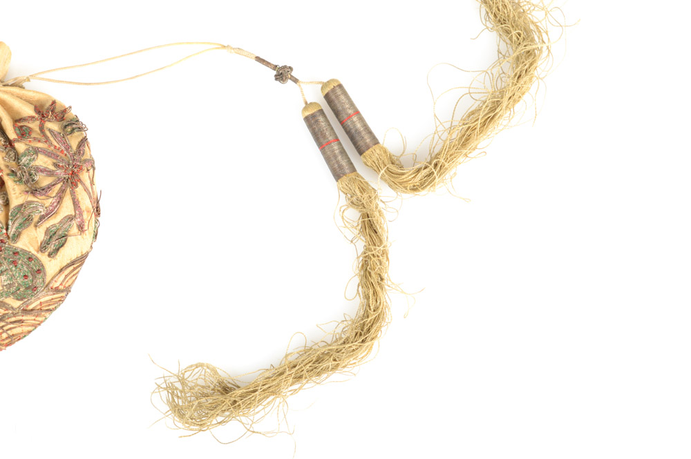 Antique Chinese Embroidered Silk Purse