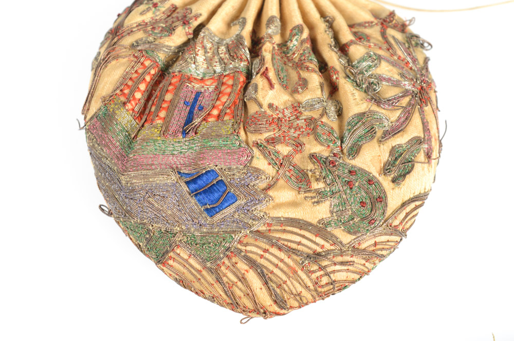 Antique Chinese Embroidered Silk Purse