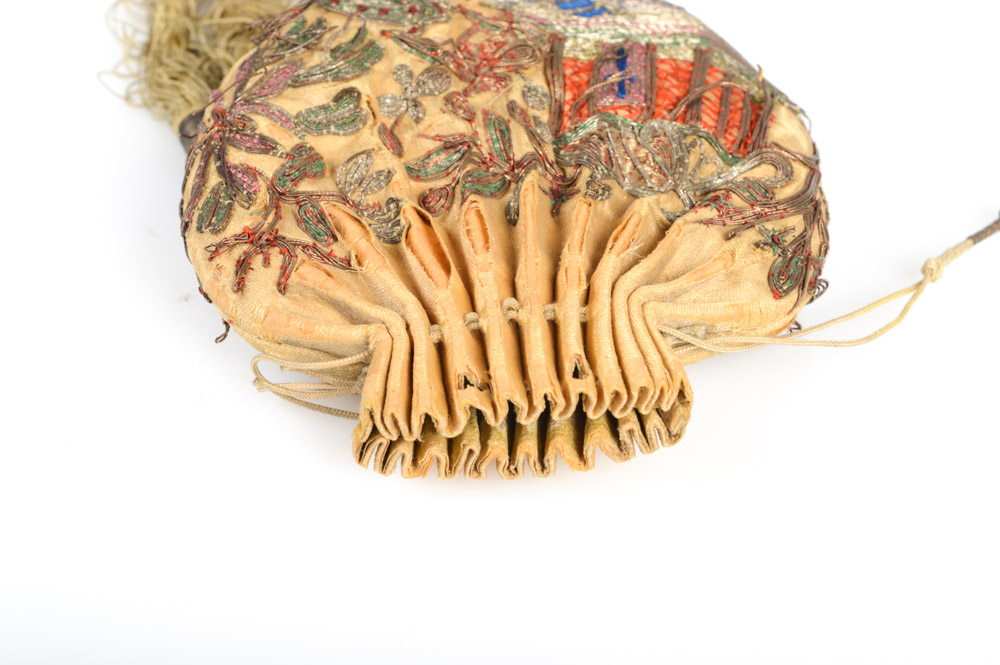 Antique Chinese Embroidered Silk Purse