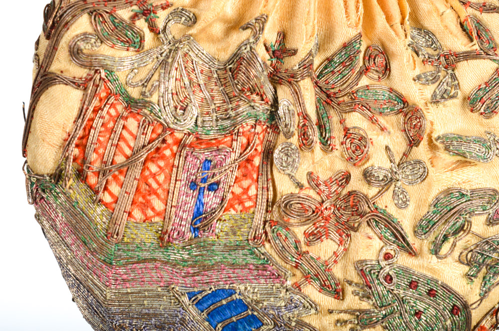 Antique Chinese Embroidered Silk Purse