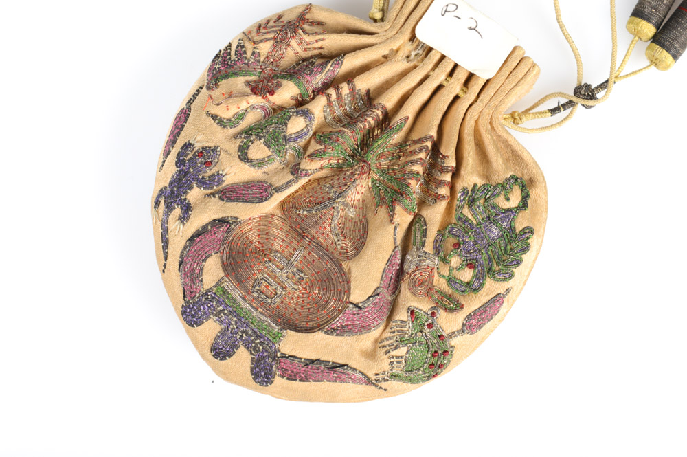 Antique Chinese Embroidered Silk Purse