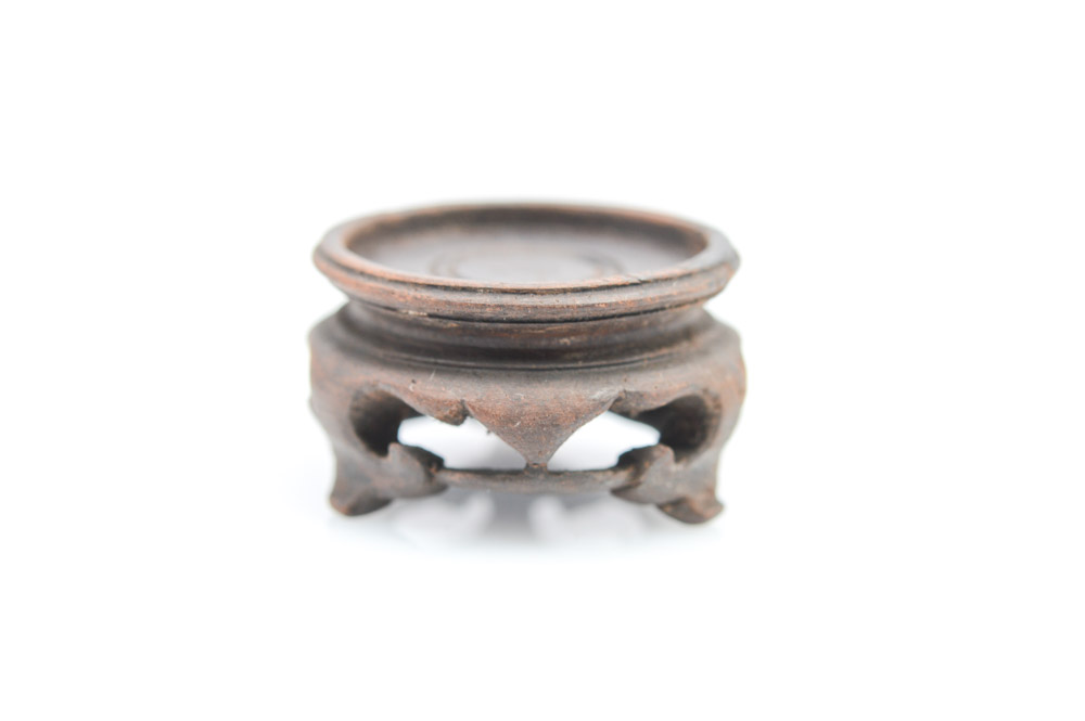 Antique Chinese Miniature Porcelain Vase and Teak Stand