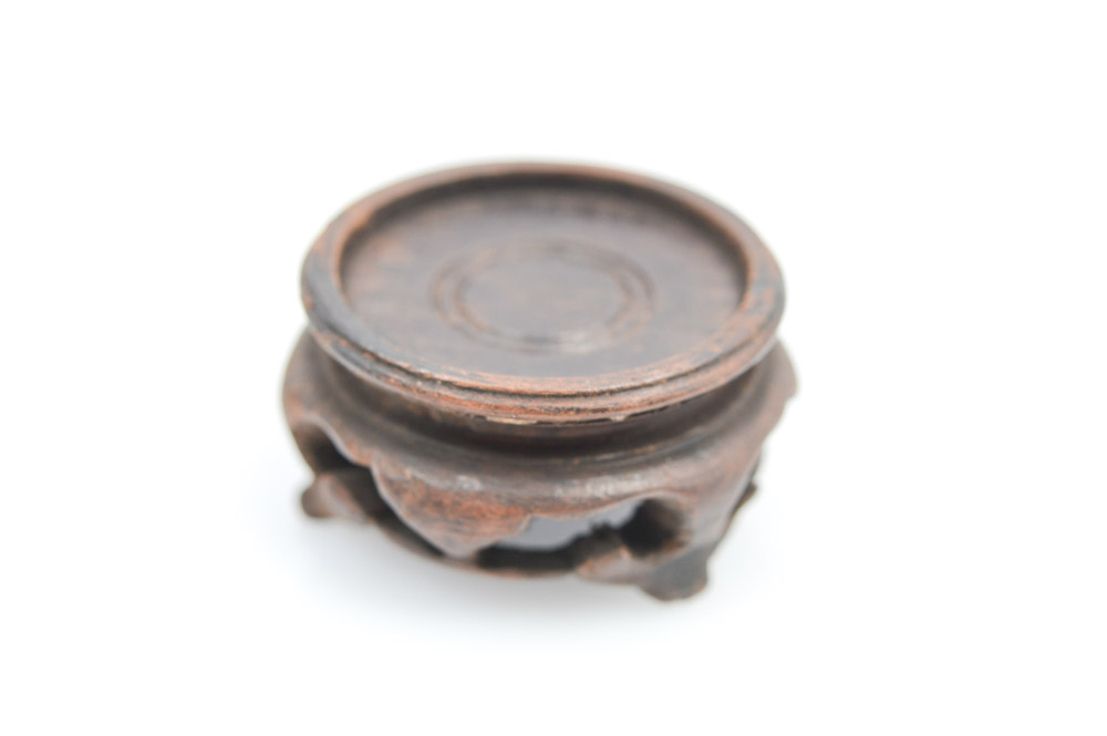 Antique Chinese Miniature Porcelain Vase and Teak Stand