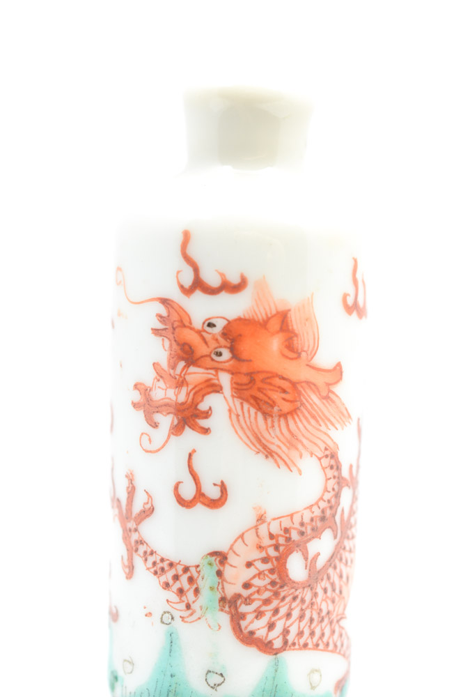 Antique Chinese Miniature Porcelain Vase and Teak Stand