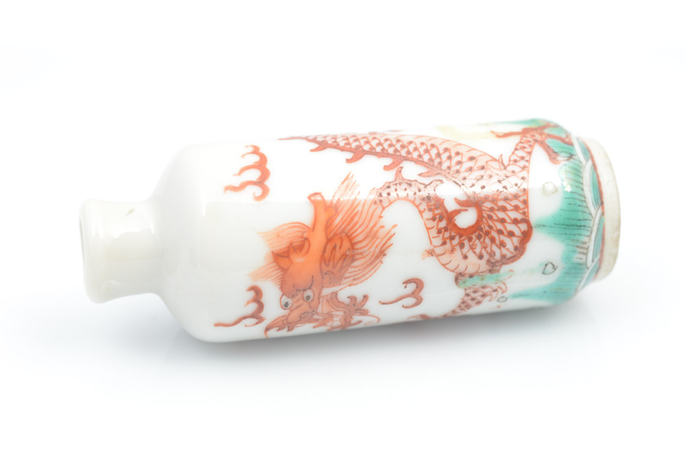 Antique Chinese Miniature Porcelain Vase and Teak Stand