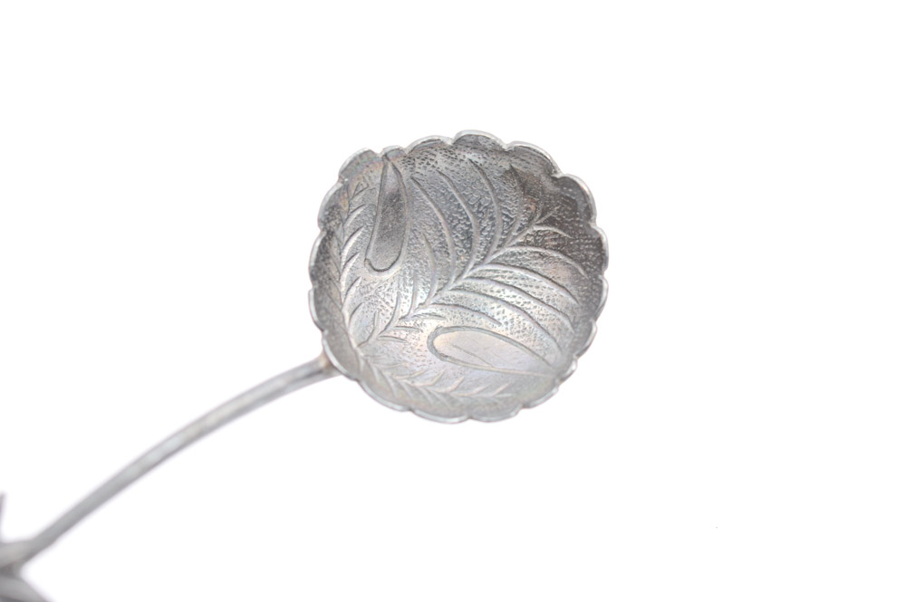 Antique Chinese Bronze Lotus-Shaped Bowl and Spoon