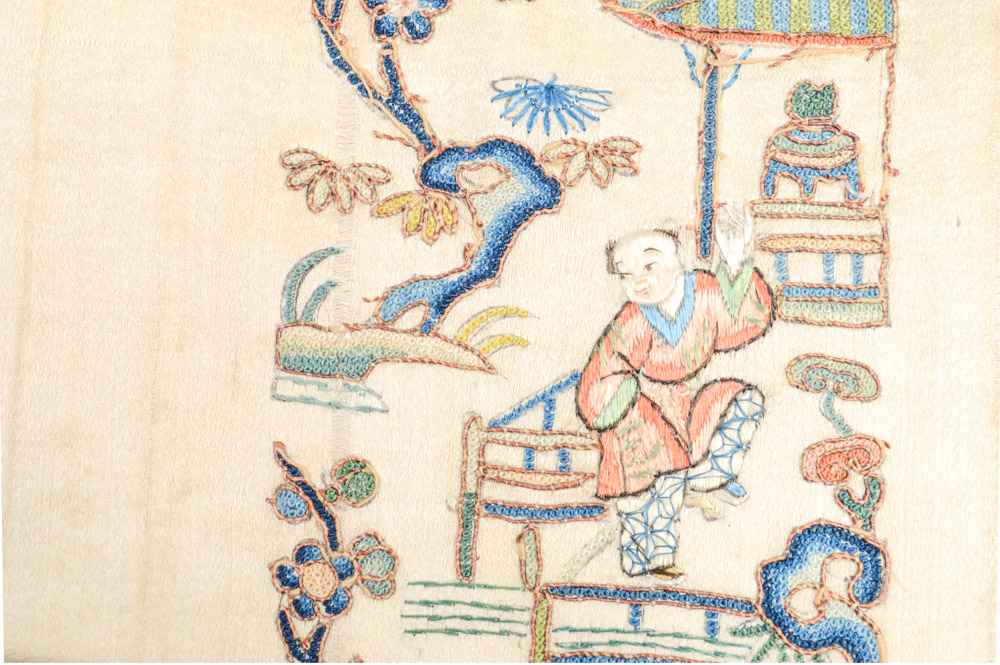 Antique Chinese Silk Embroidered Panel