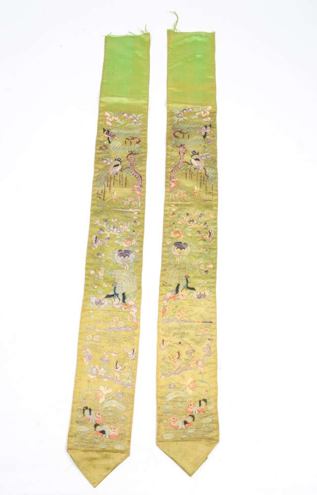 Chinese Late Qing Dynasty Silk Embroidered Belt