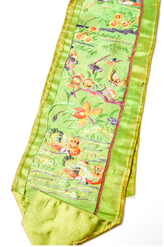Chinese Late Qing Dynasty Silk Embroidered Belt