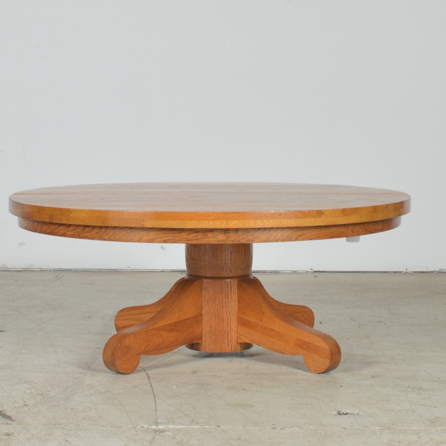 Oak Pedestal Coffee Table