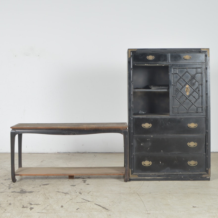 Thomasville Furniture Asian-Inspired Cabinet and Sofa Table