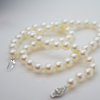 14K White Gold Clasp Cultured Pearl Necklace