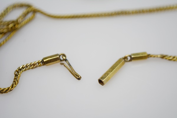 Victorian 14K Yellow Gold Baby Necklace and 10K White Gold Synthetic Ruby and Natural Pearl Baby Ring