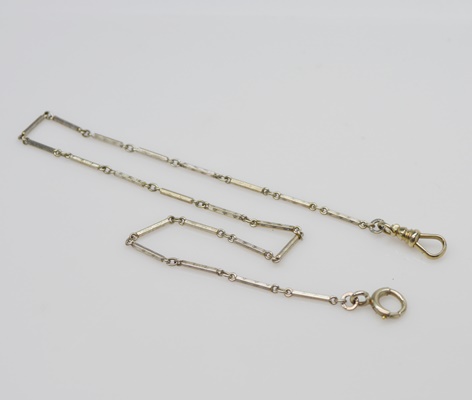 Antique 14K White Gold Watch Chain