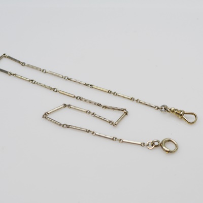 Antique 14K White Gold Watch Chain