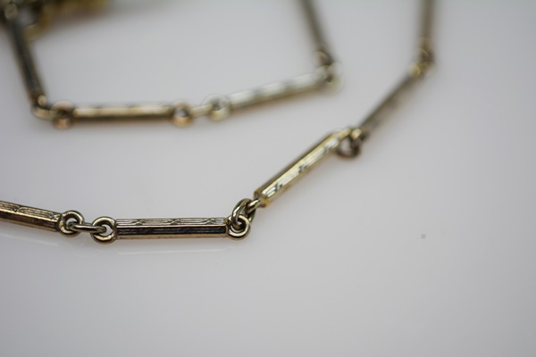 Antique 14K White Gold Watch Chain