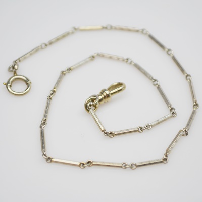 Antique 14K White Gold Watch Chain