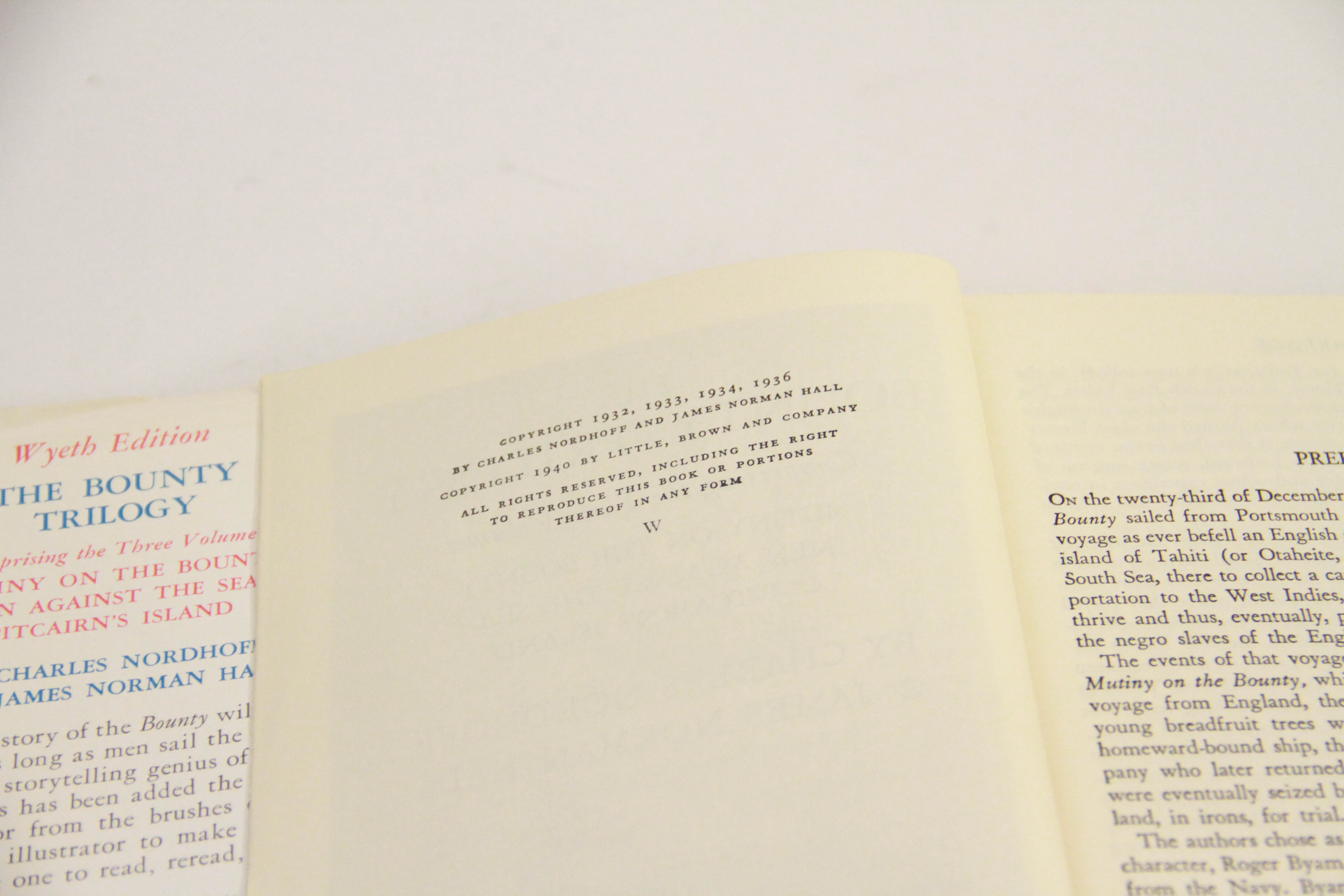 1951 "The Bounty Trilogy" Wyeth Edition by Charles Nordhoff and James Norman Hall
