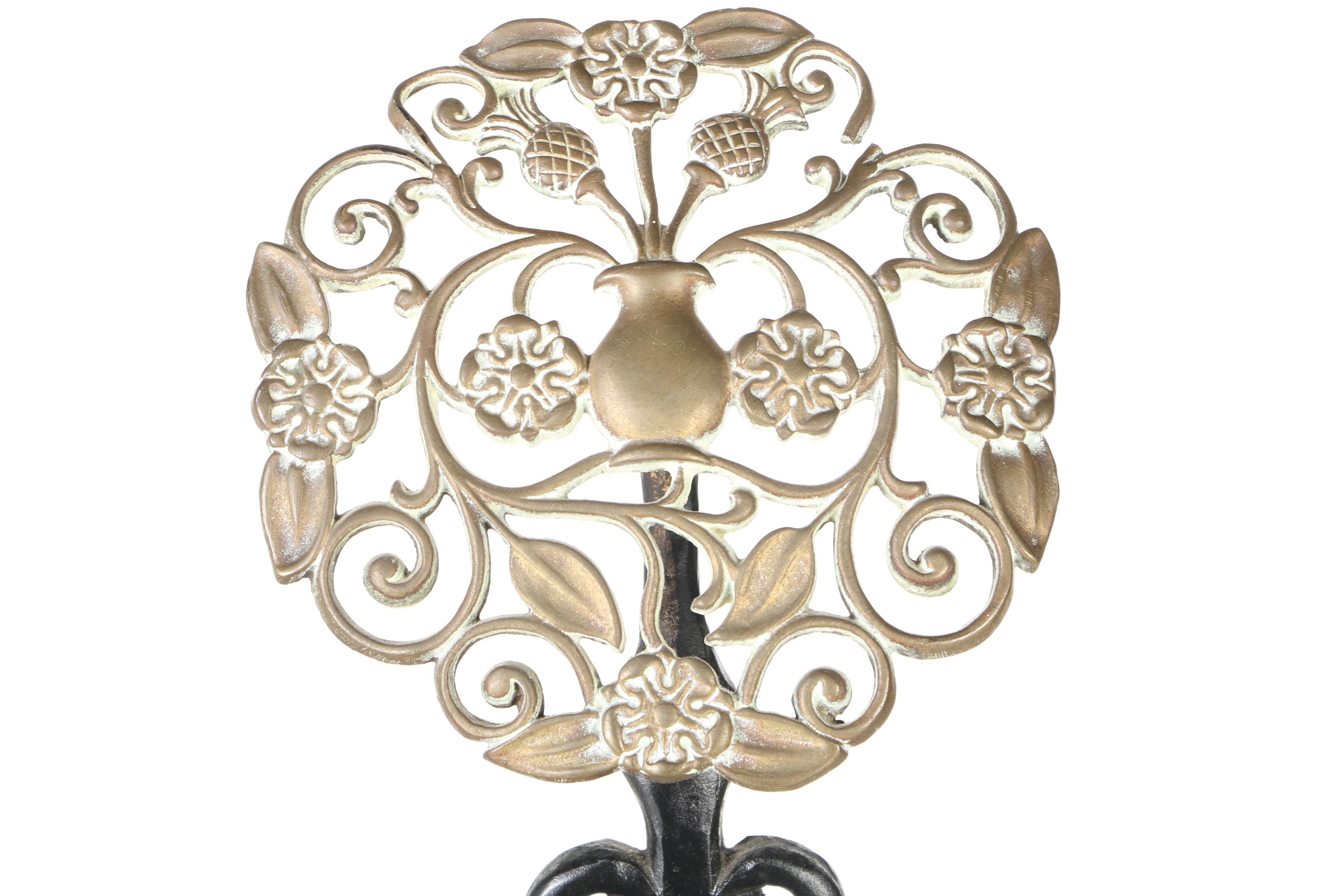 Vintage Cast Iron and Brass Andirons