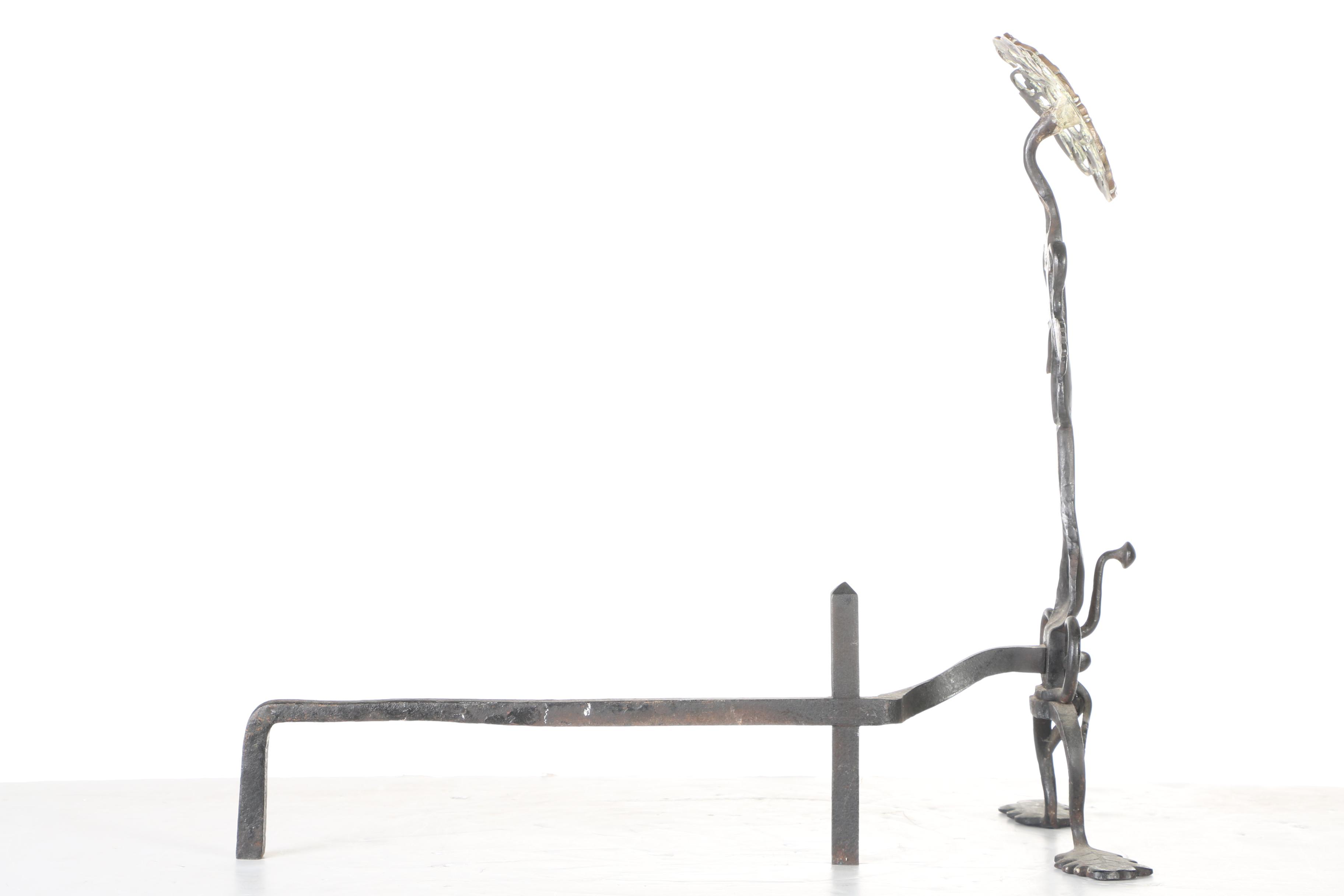 Vintage Cast Iron and Brass Andirons