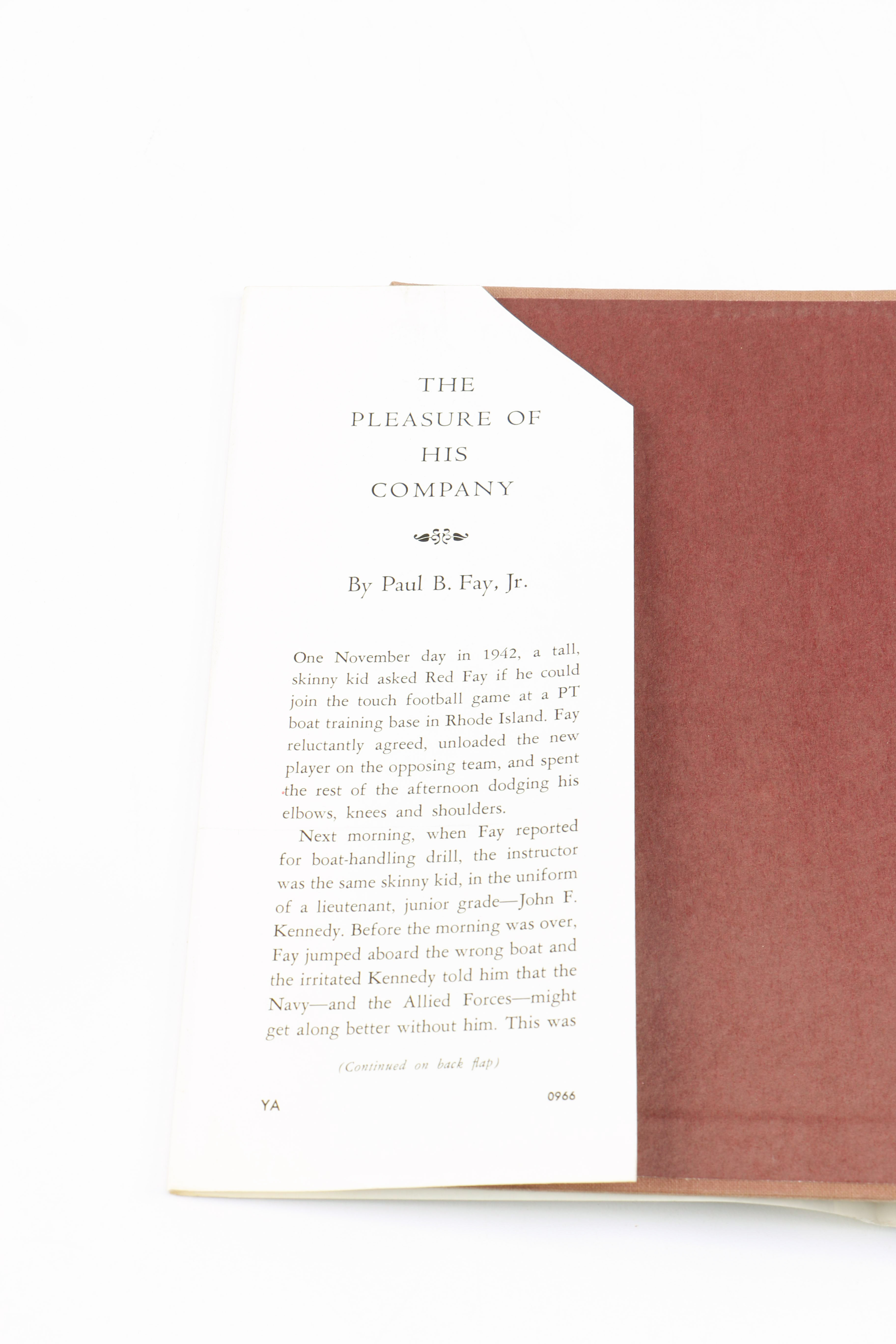 1966 First Edition "The Pleasure of His Company" by Paul B. Fay, Jr.