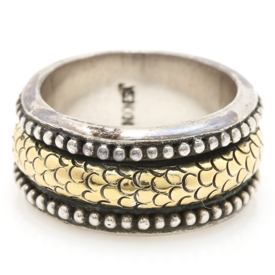 John Hardy Sterling Silver and 18K Yellow Gold Articulated Ring