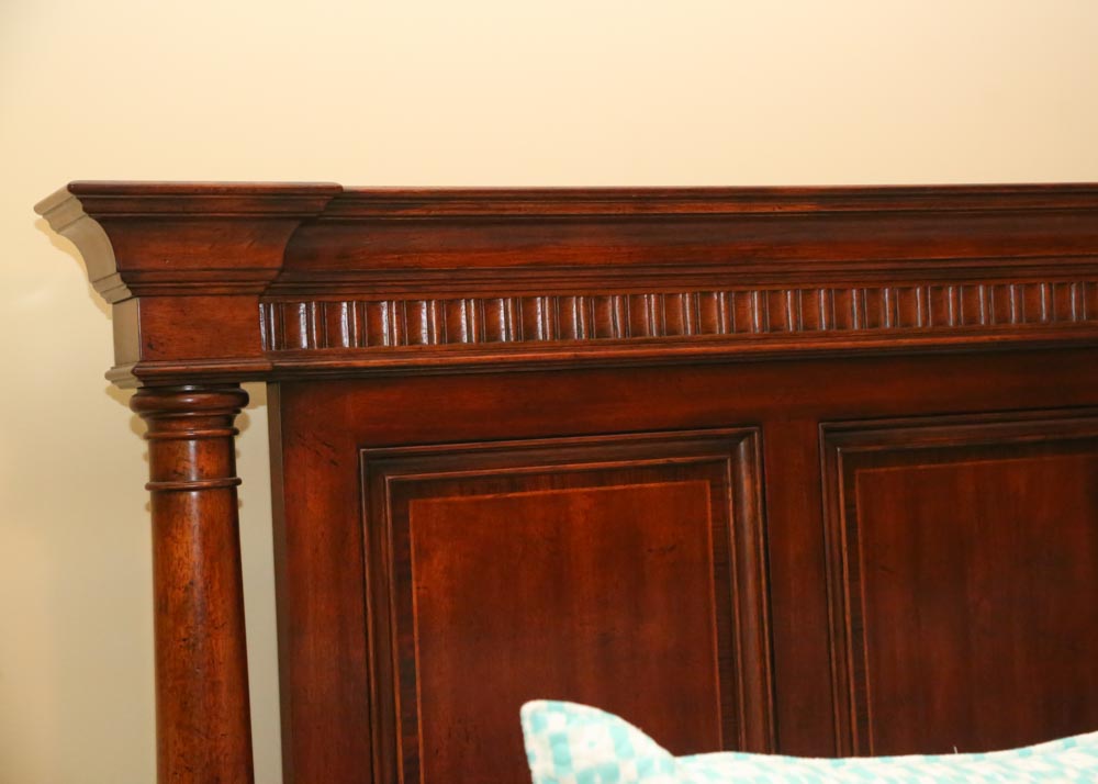 Thomasville "Federicksburg" King Size Panel Bed Frame with Linens