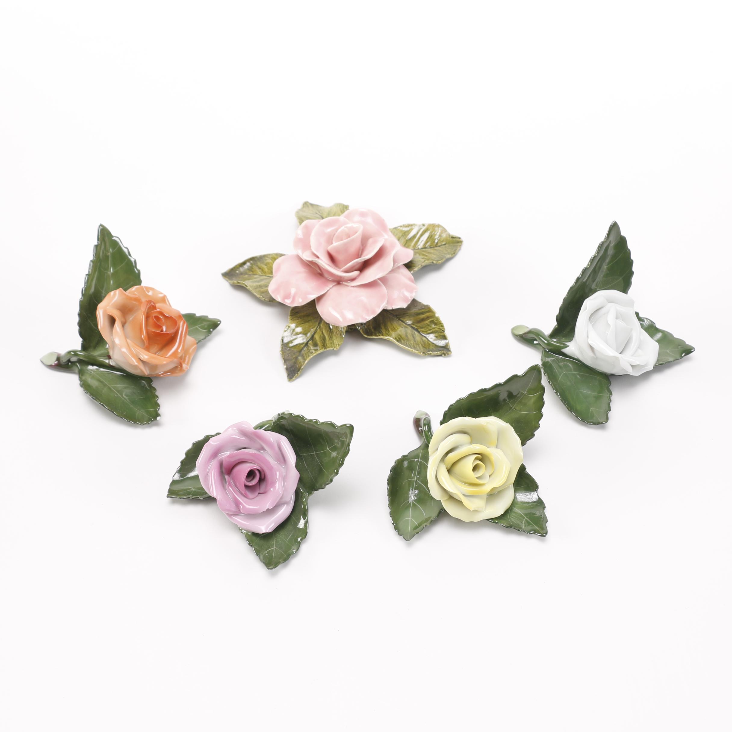 Decorative Porcelain Flowers Including Herend