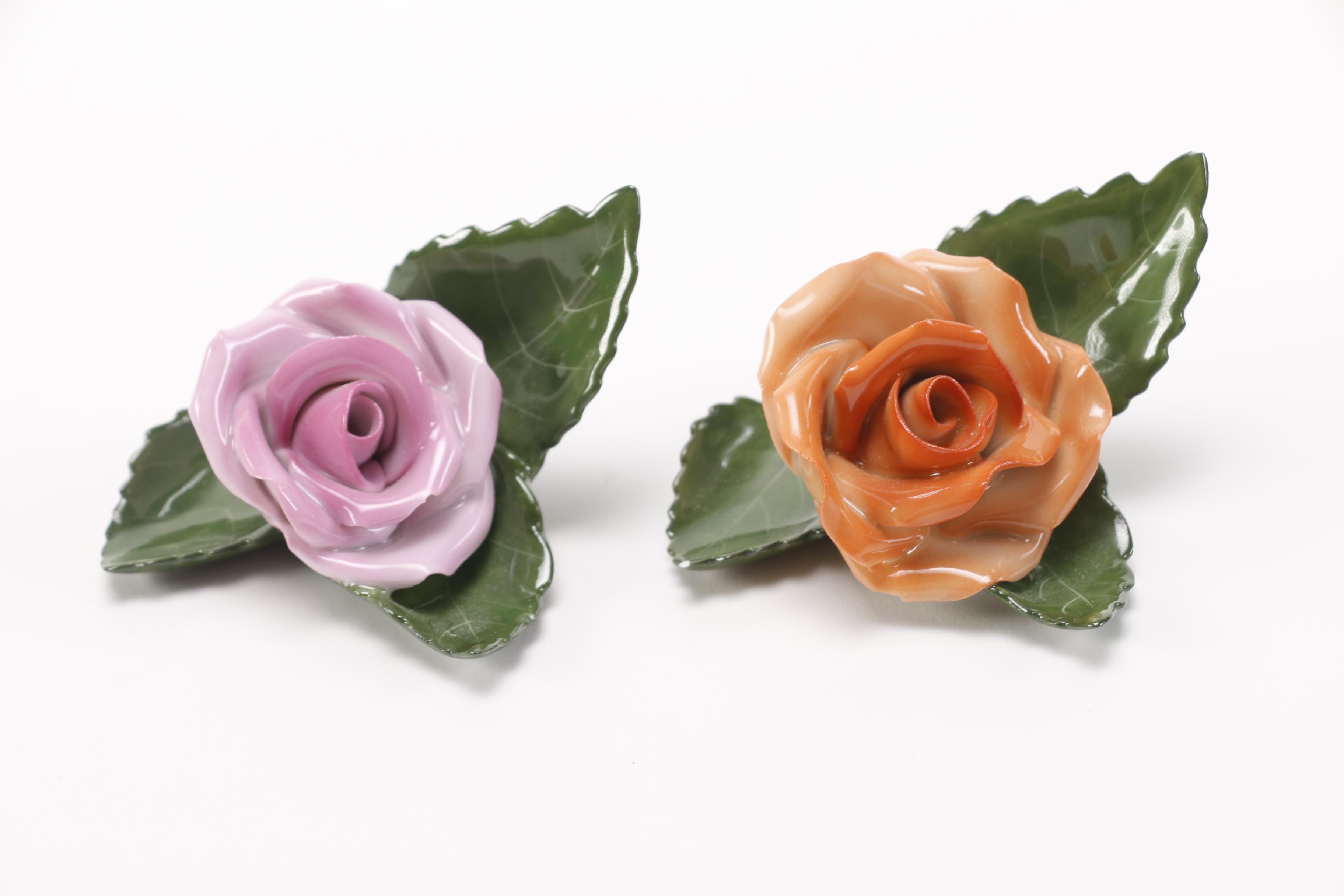 Decorative Porcelain Flowers Including Herend