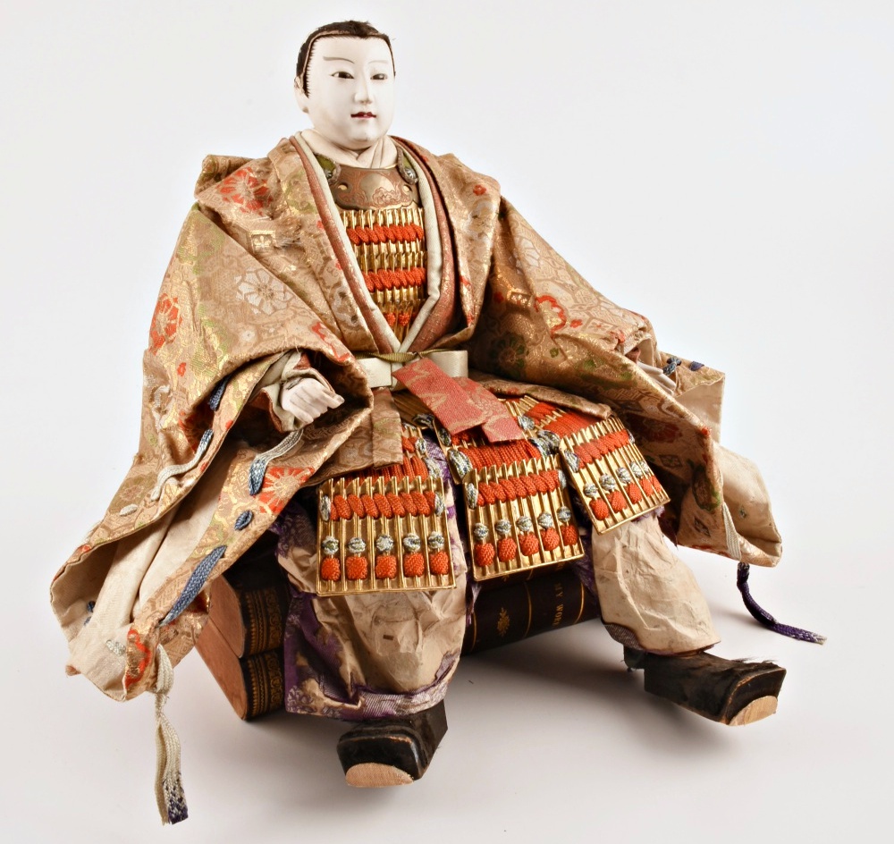 Late 19th or Early 20th Century Japanese Gofun Samurai Warrior