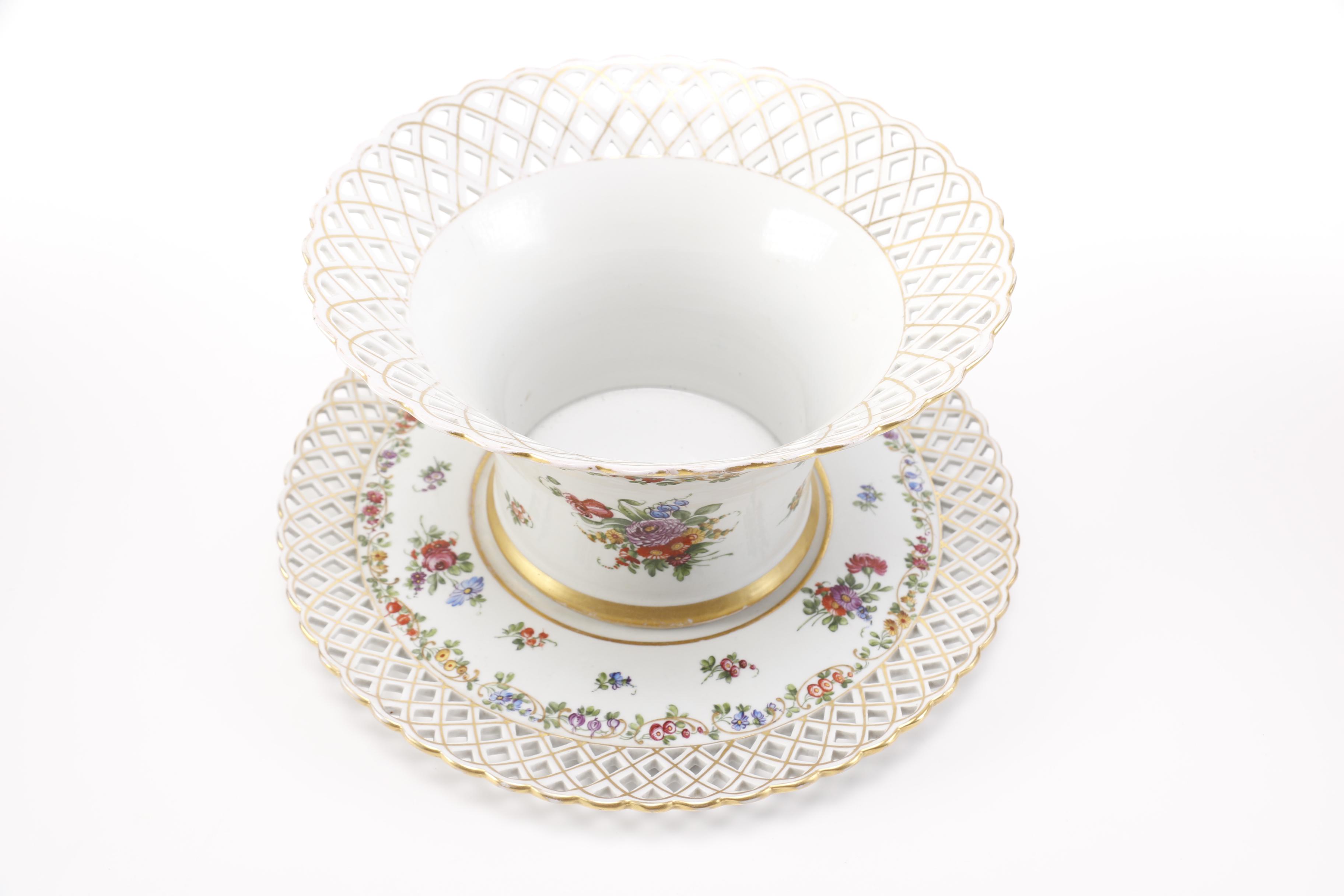 Early 20th Century Von Schierholz Reticulated Bowl and Underplate