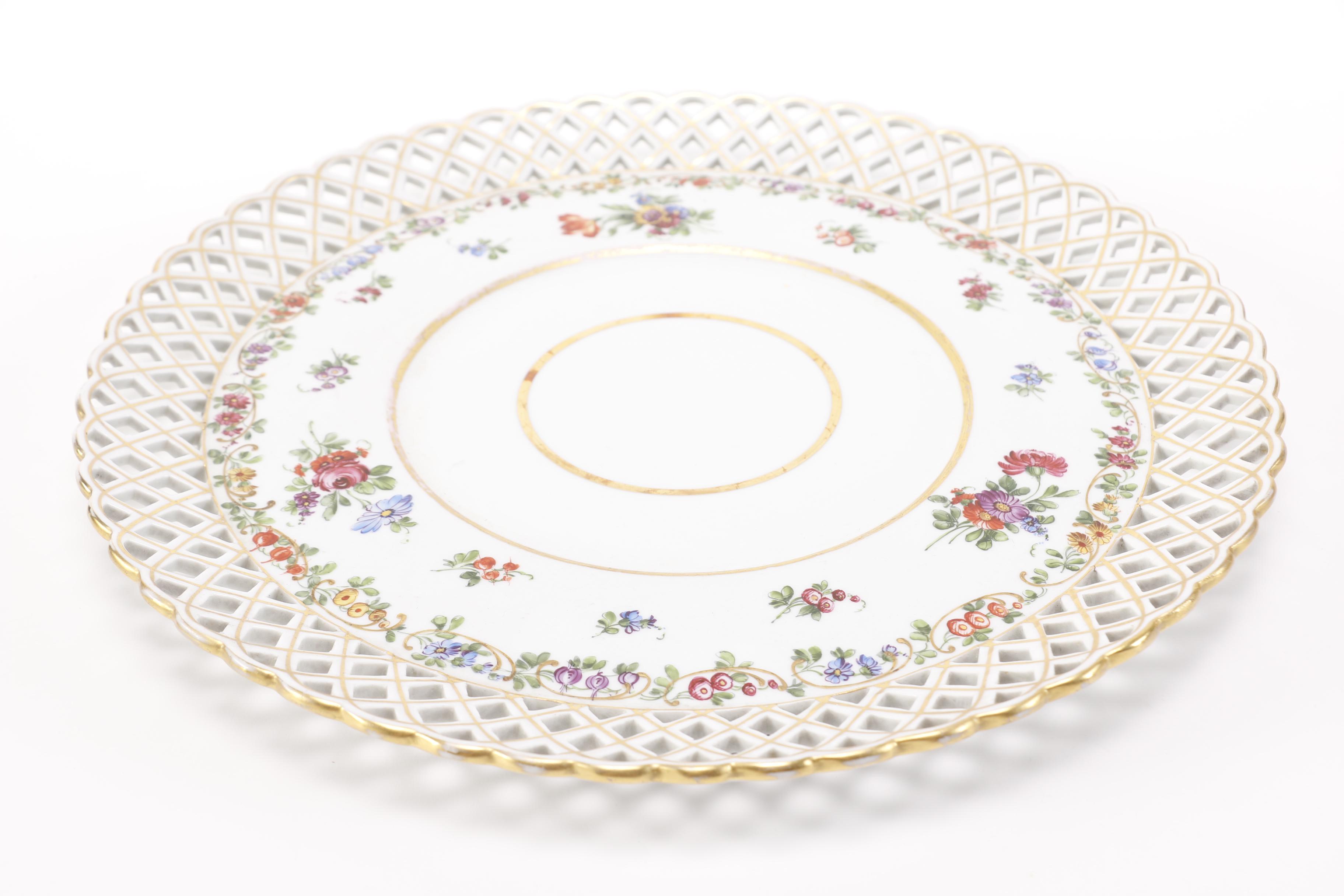 Early 20th Century Von Schierholz Reticulated Bowl and Underplate