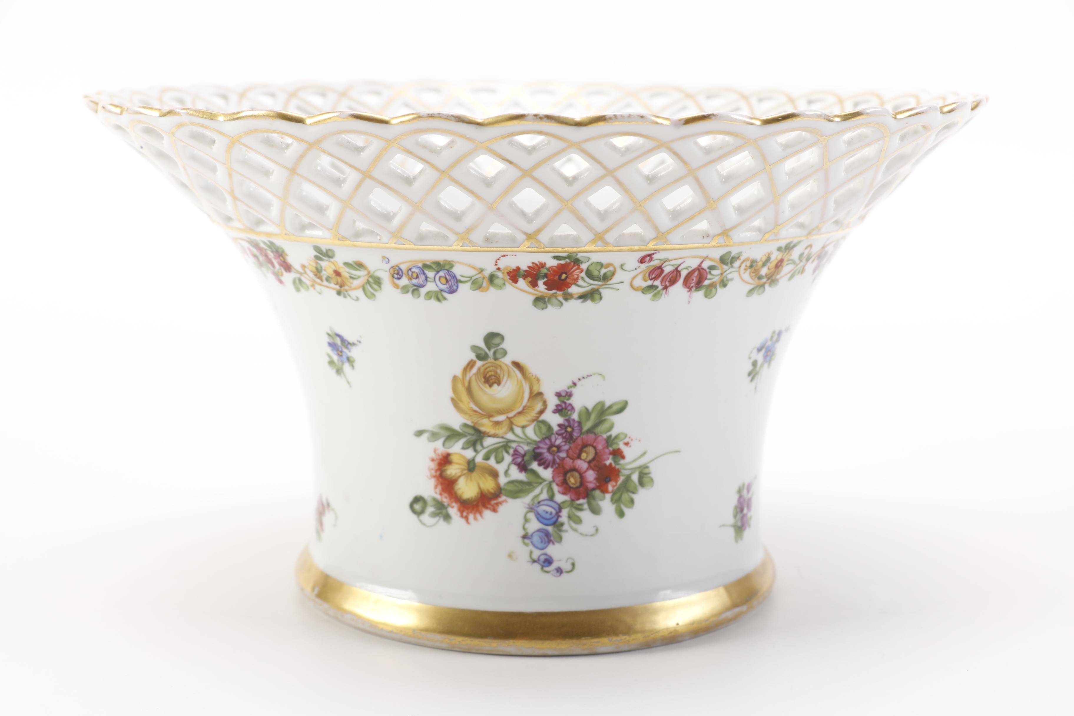 Early 20th Century Von Schierholz Reticulated Bowl and Underplate