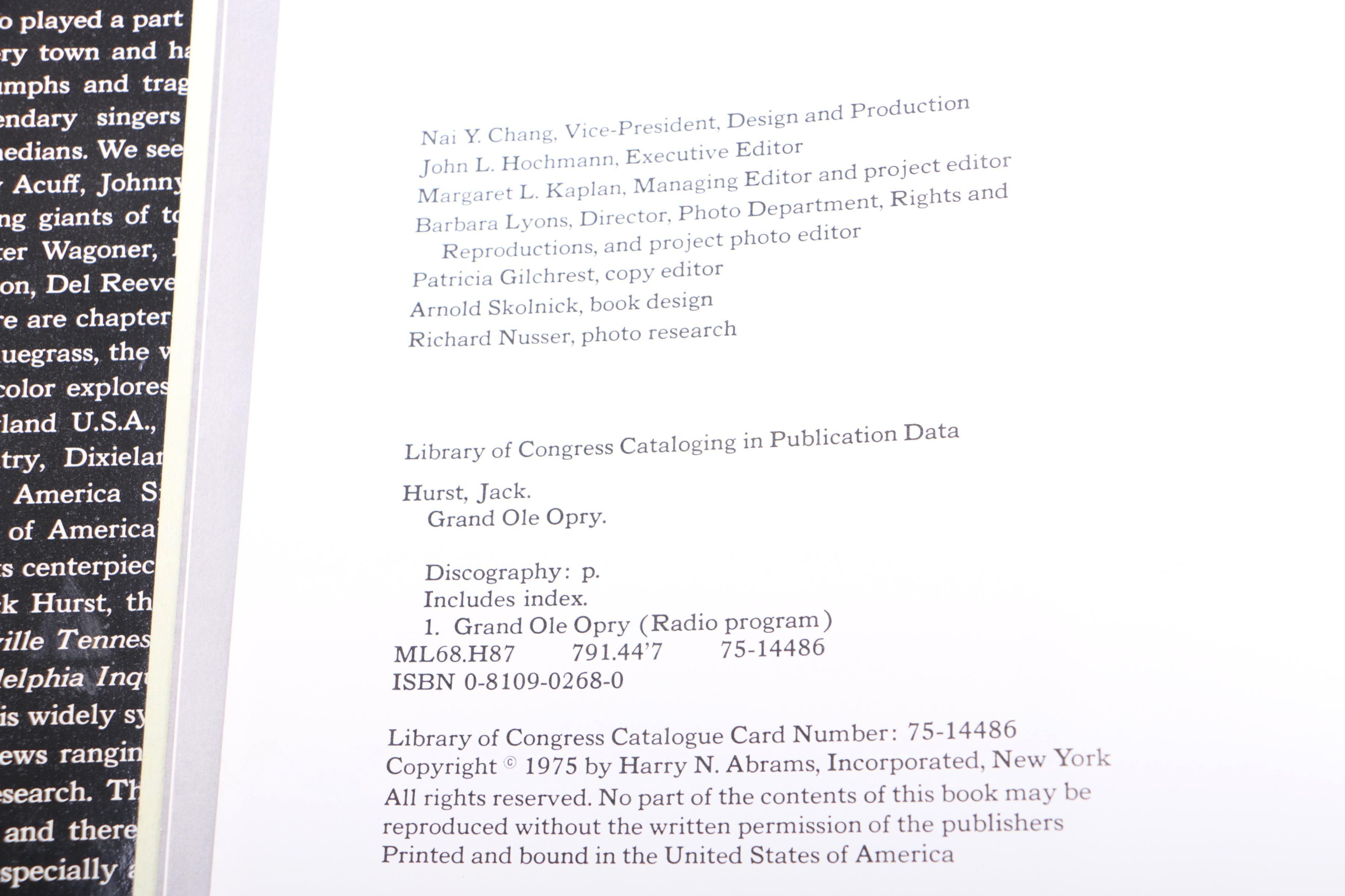 1975 "Nashville's Grand Ole Opry" by Jack Hurst