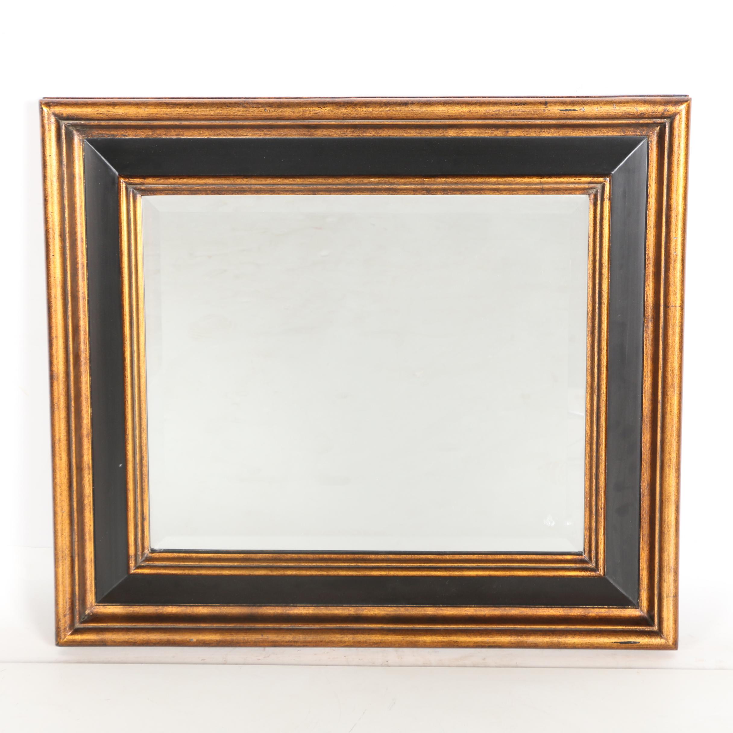 Black Gold Tone Wood Framed Mirror