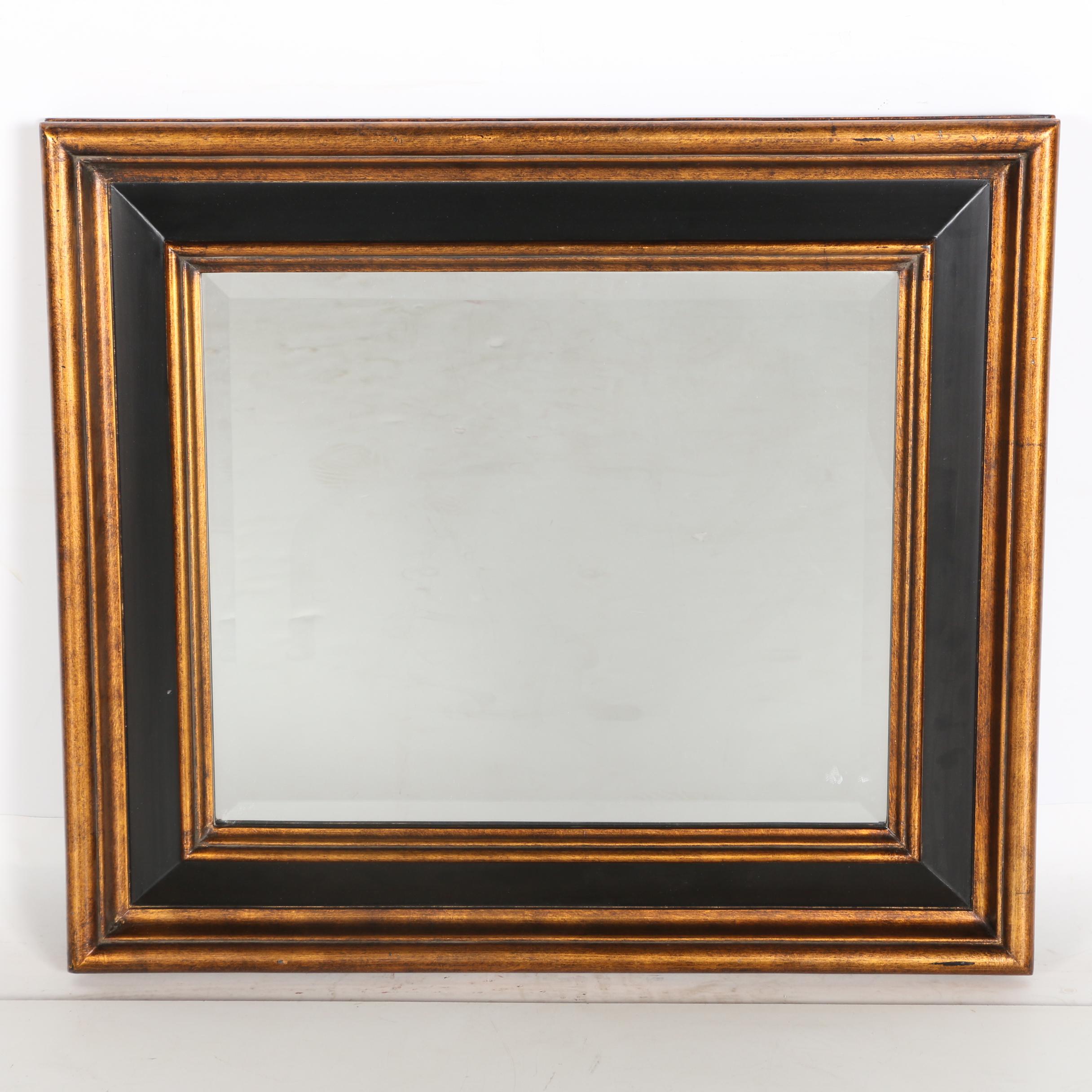 Black Gold Tone Wood Framed Mirror