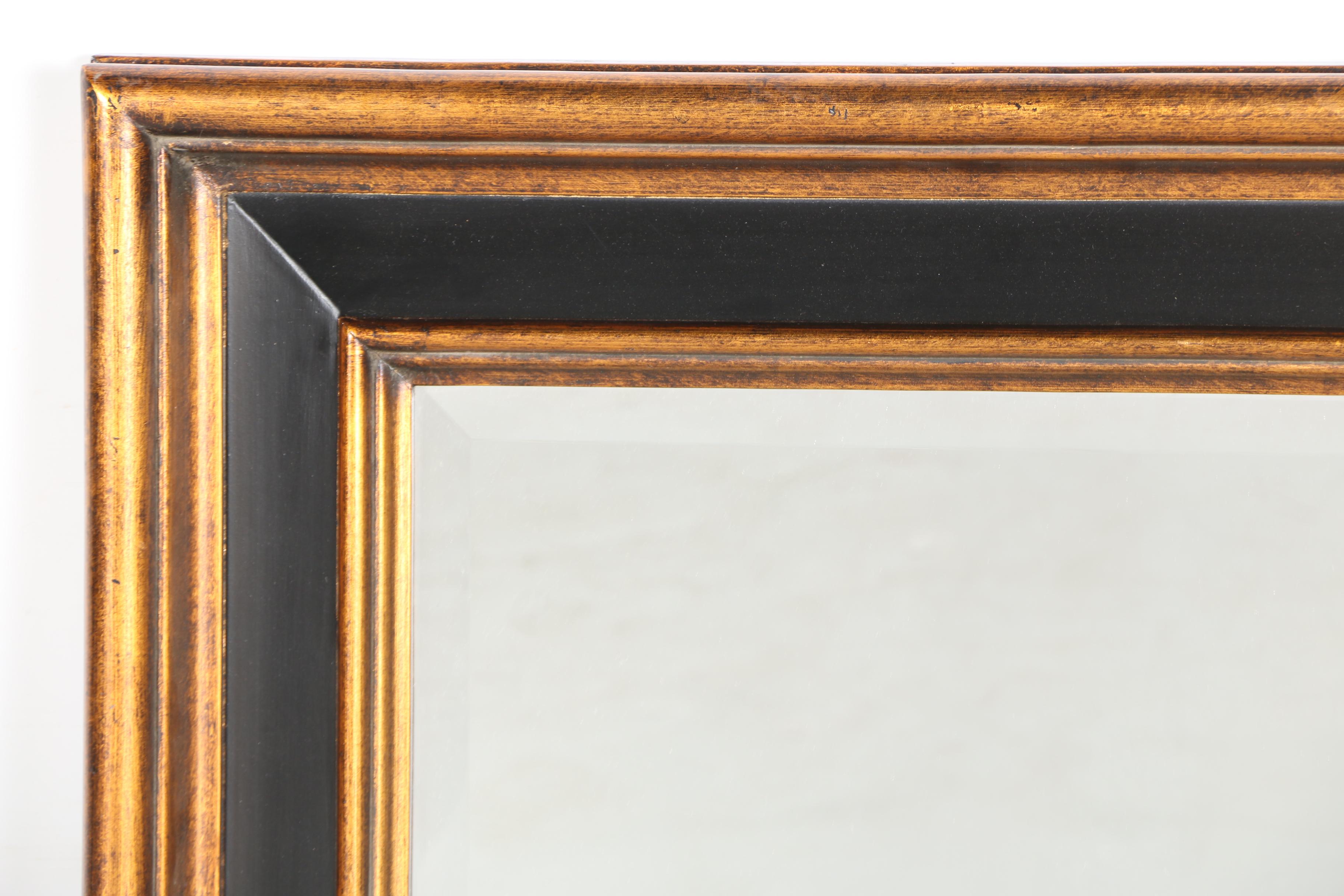 Black Gold Tone Wood Framed Mirror