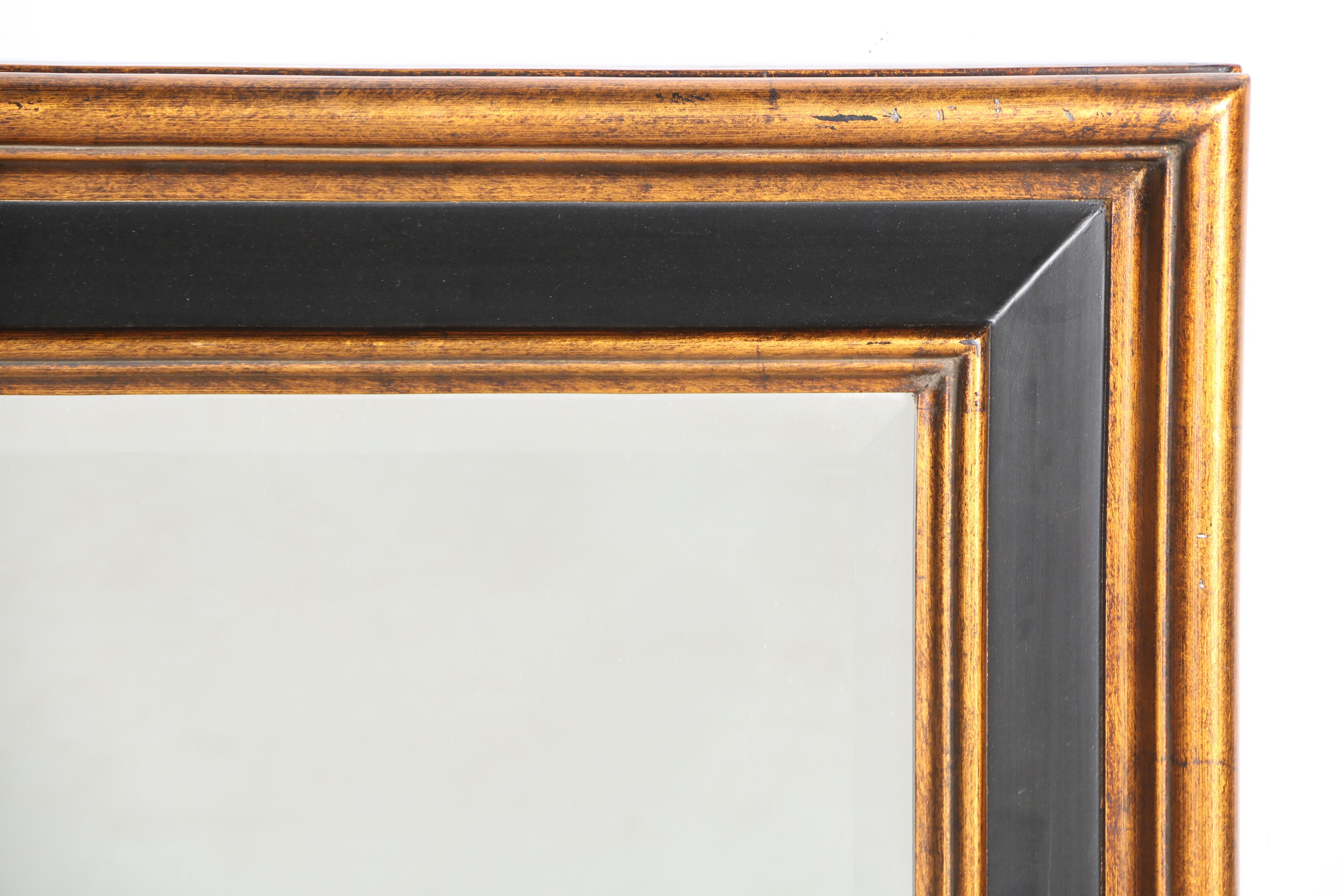 Black Gold Tone Wood Framed Mirror