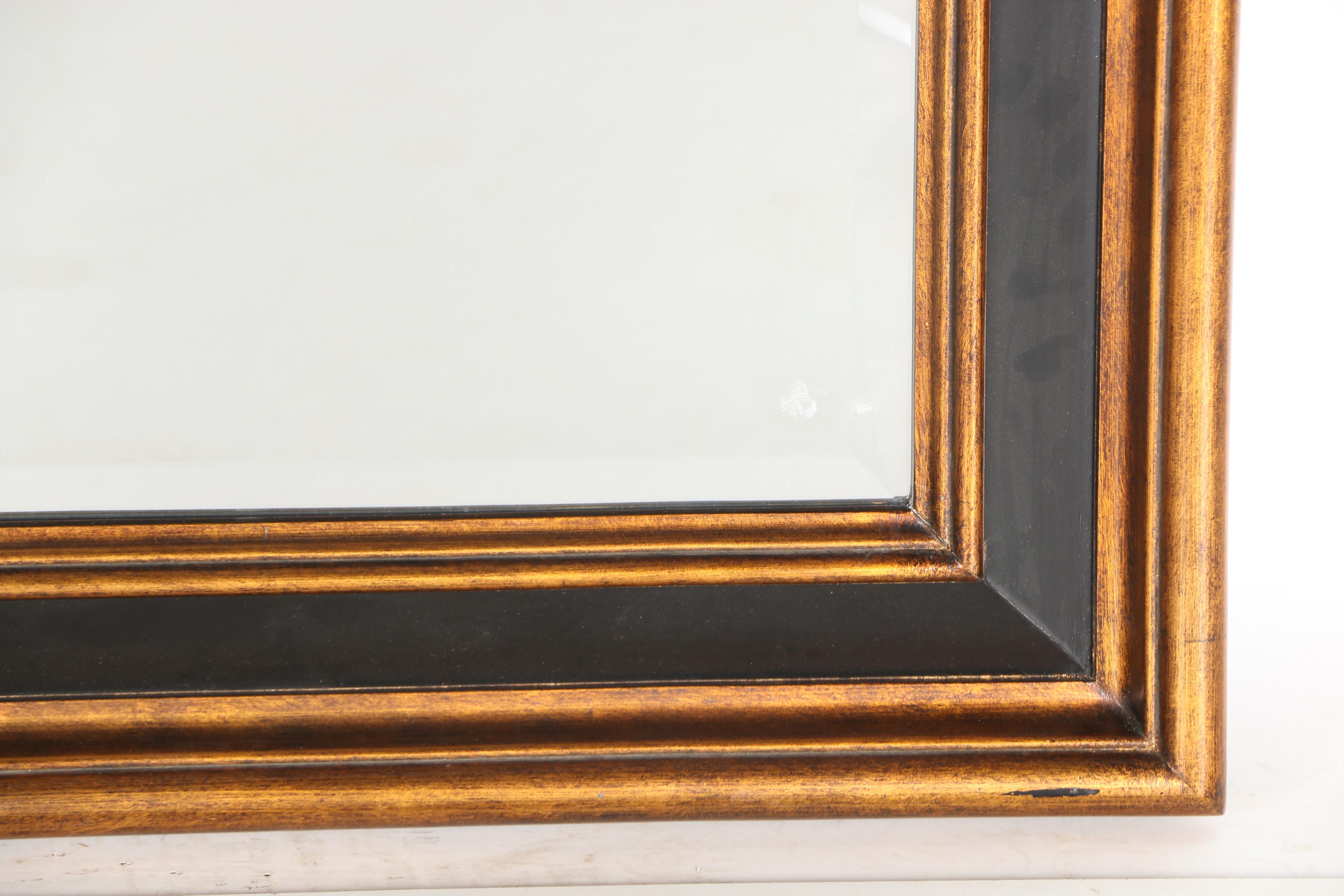 Black Gold Tone Wood Framed Mirror